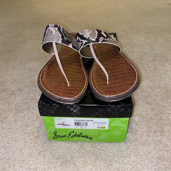 Sam Edelman BlackWhite Snake Print Gus Flat Sandal - Picture 6 of 8